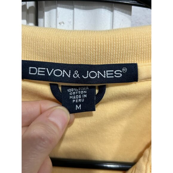 Devon & Jones Mens Golf Embroidered Polo Shirt Yellow Pima Cotton Sz Medium - Picture 5 of 8